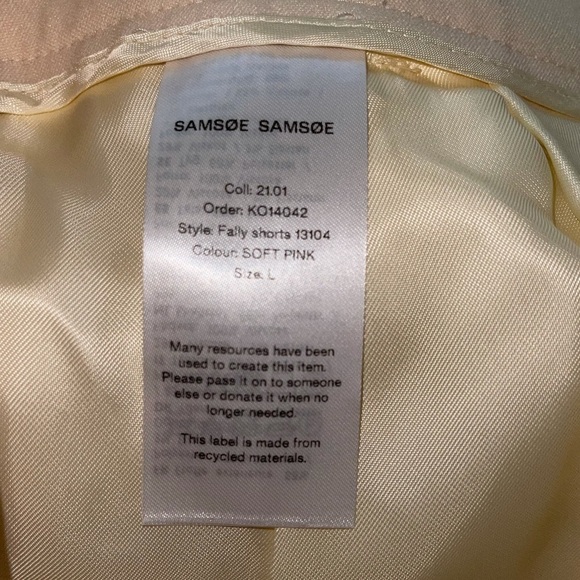 NWT SAMSOE & SAMSOE Fally Shorts 13104 Soft Pink, Size Large - Picture 7 of 7